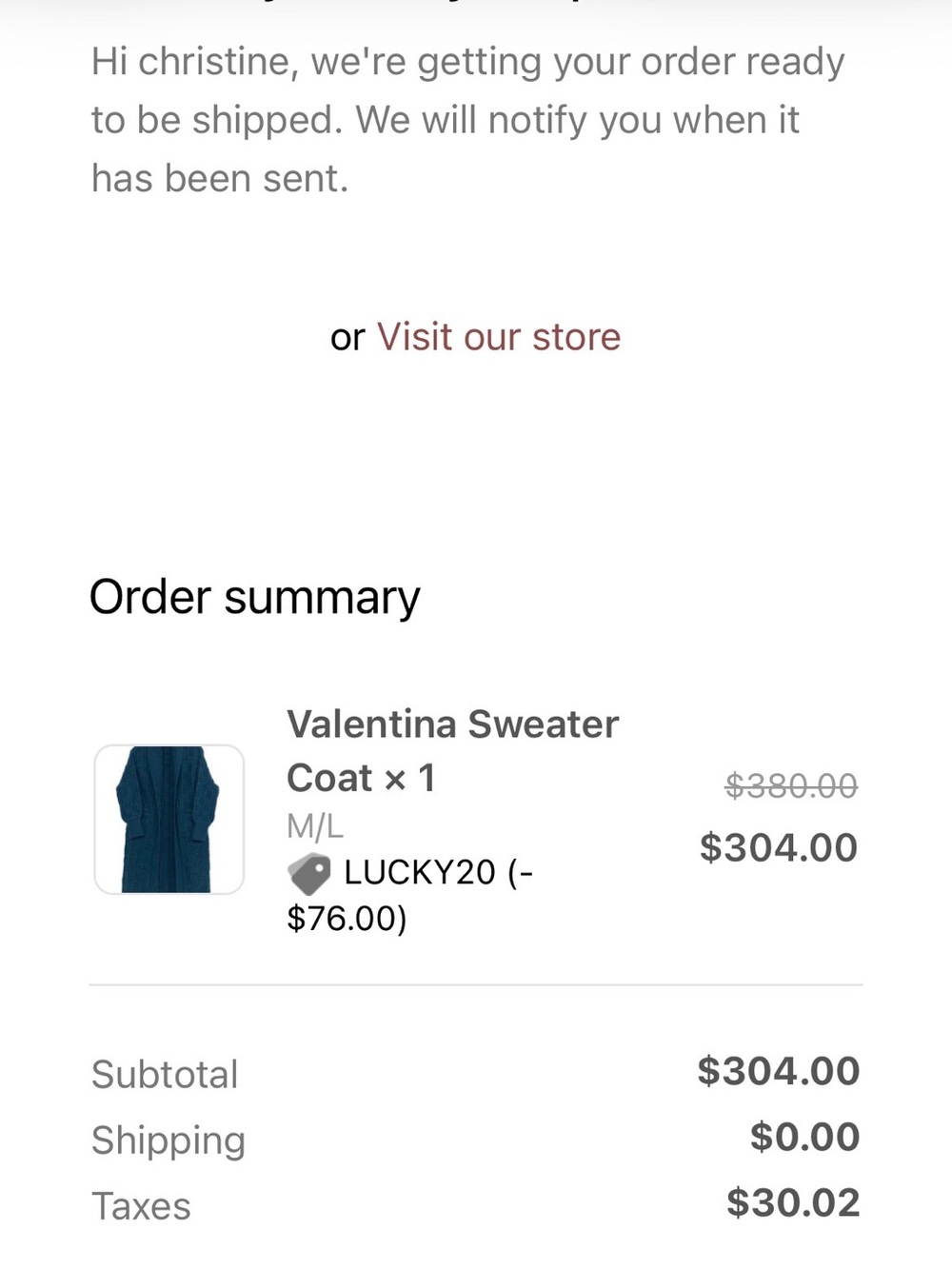 Curator SF Valentina Sweater Coat in teal, size medium/large - Picture 5 of 5